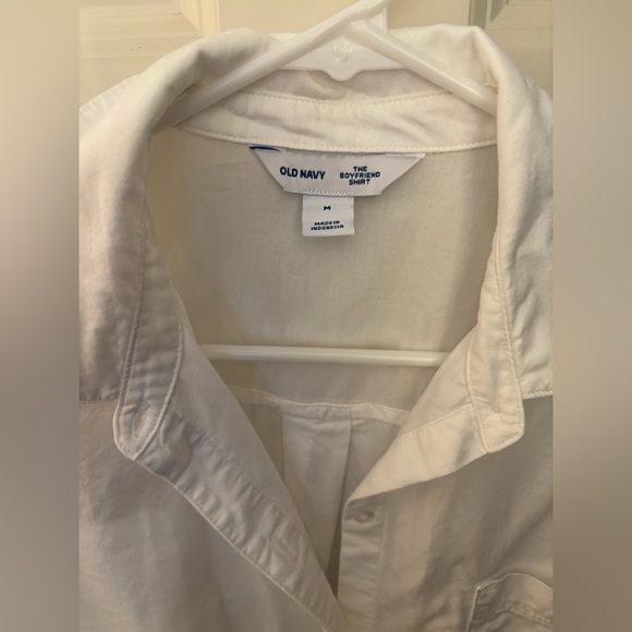 Old Navy 100% Cotton Boyfriend Button Down Shirt, White, Medium - Picture 3 of 7